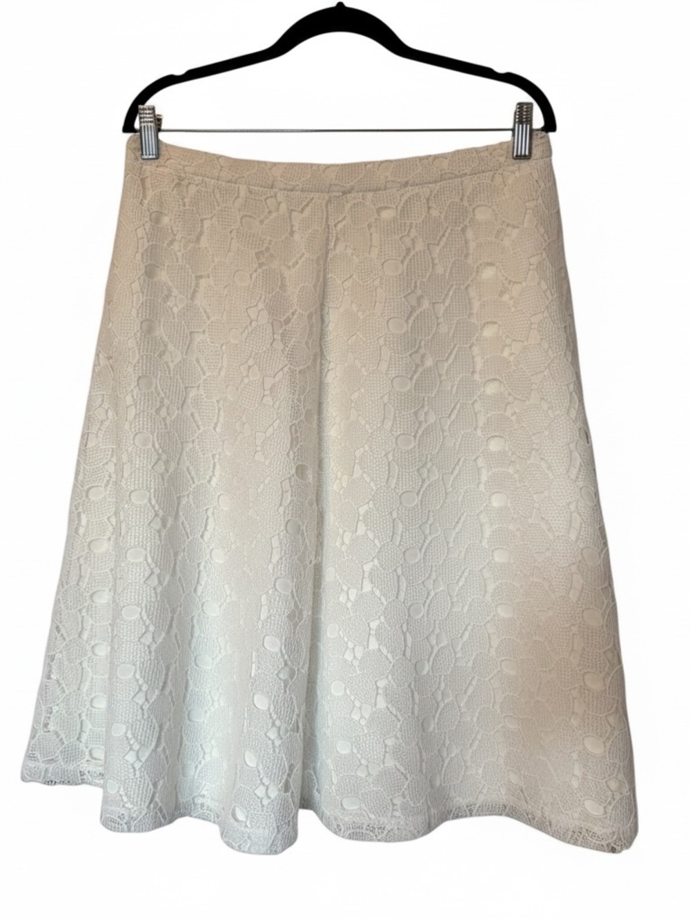 Calvin Klein White Lace Overlay A-Line Size 10 Skirt